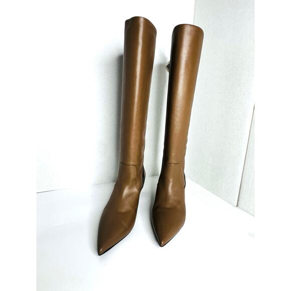BRUNELLO CUCINELLI Ball Chain Knee-High Tan Leather Boots Women’s Size 40 IT - Picture 3 of 12
